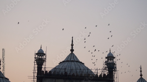 Jama Masjid, Old town of Delhi, India Jama Masjid is the principal mosque of Old Delhi in Domes and minarets of the Jama Masjid mosque in New Delhi, India Closeup of the Jama Masjid in Delhi, India  photo