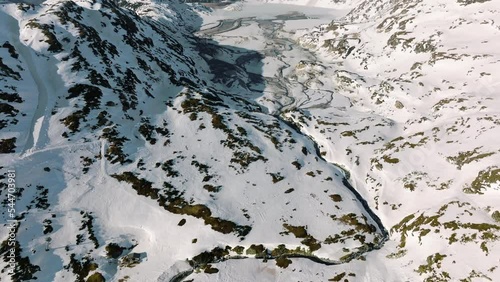 Aerial view of Tauernmoossee, Austria in winter. photo