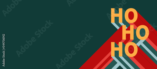 Bauhaus christmas web banner. Abstract text on green background with empty space.