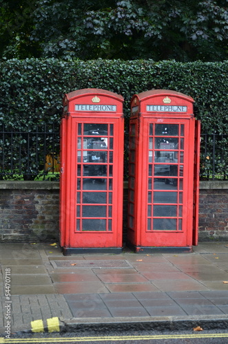 vintage public telephone communication  British red call box