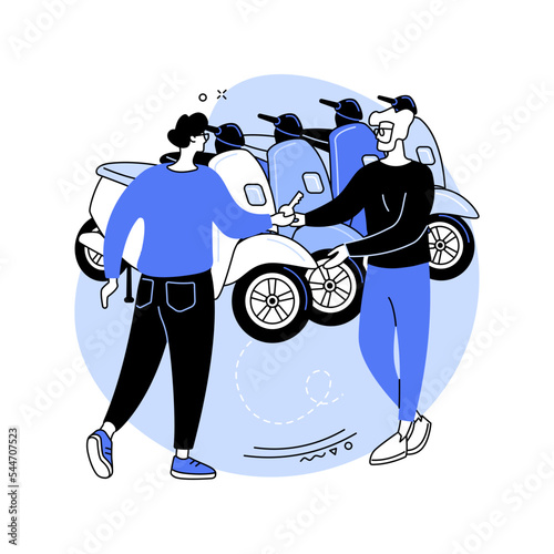 Motorcycle rental isolated cartoon vector illustrations.