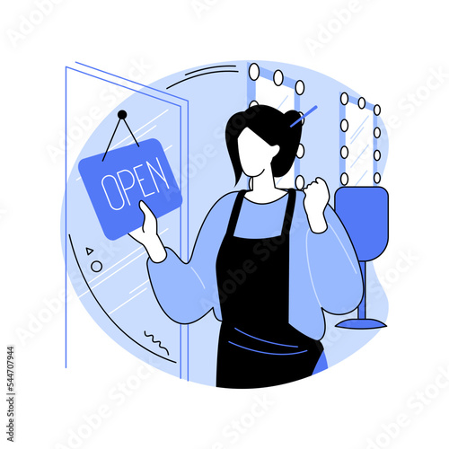 Opening beauty salon isolated cartoon vector illustrations.