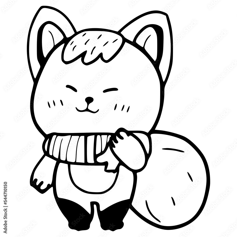 Obraz premium Cute christmas white and black isolated on white background. christmas quote ,happy winter ,Cartoon suitable for, print, sublimation, shirt, postcard, printable, stationery ,kids ,etc.