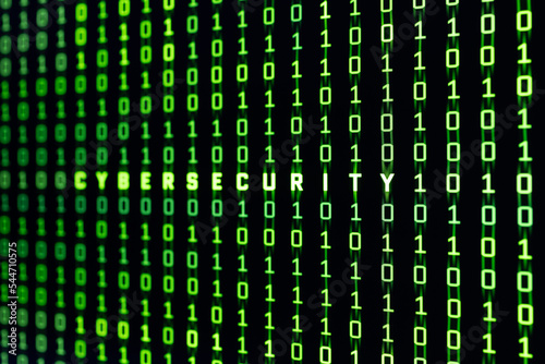 Cyber security concept. Cybersecurity word on binary code background of a computer screen © Formatoriginal