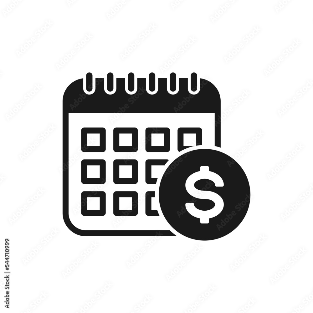 Payment schedule icon flat style isolated on white background. Vector illustration Payment schedule icon flat style isolated on white background. Vector illustration