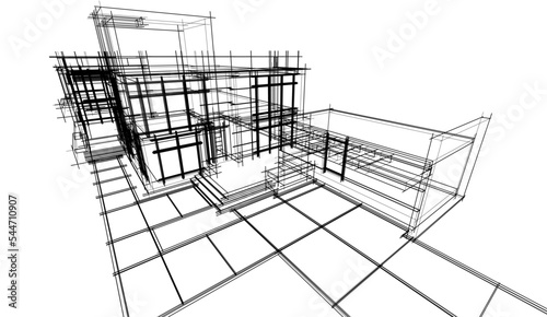 architectural sketch of a house