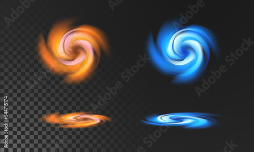 Circle portal with a light effect on a transparent background. A spiral burst of energy or a protective shield. Isometric vector illustration of a powerful whirlpool as a symbol of infinity