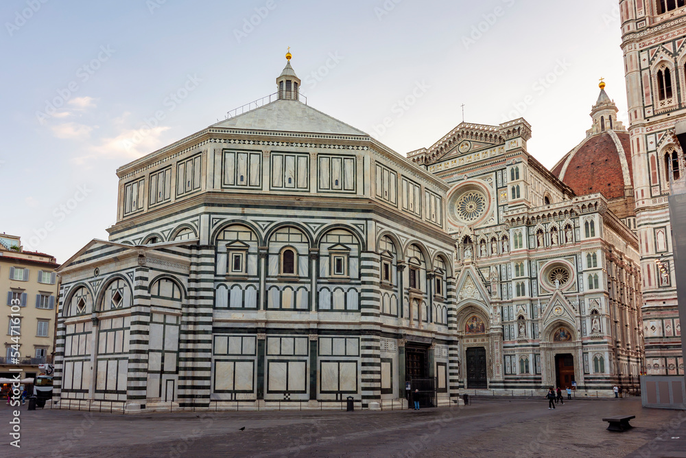 Florence baptistery and cathedral in center of Florence, Italy