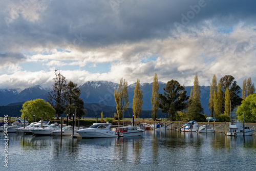Lake Te Anau waterfront and marina. photo