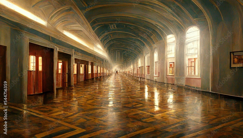 Endless hallway with a lot of light design illustration Endless hallway with a lot of light design illustration