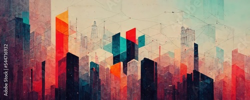 Business background presentation. Network Web Space. 
AI generated art illustration.