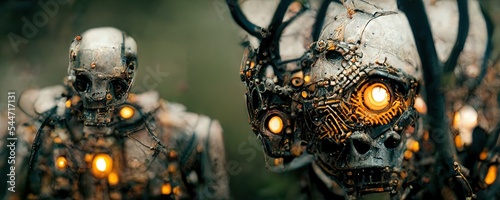 Fotografie, Obraz Intricate Mechanical Armor. AI generated art illustration.