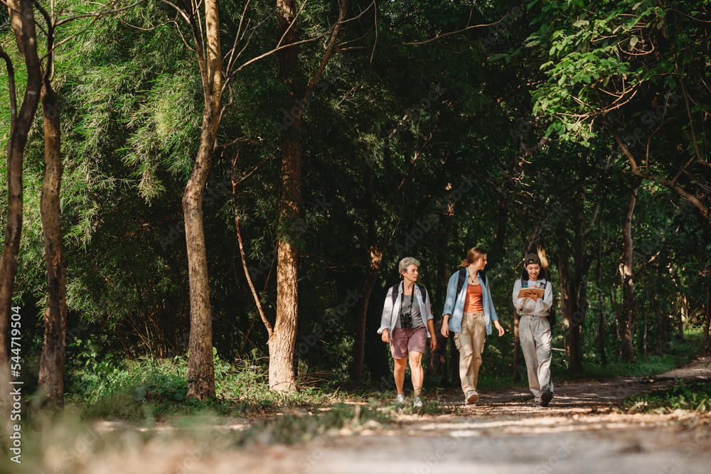 woman family or friends group trekking travel in adventure lifestyle, nature mountain hiking in vacation holiday with journey of holiday maker in happy leisure together in summer of backpacker trip woman family or friends group trekking travel in adventure lifestyle, nature mountain hiking in vacation holiday with journey of holiday maker in happy leisure together in summer of backpacker trip