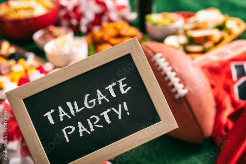 Sports: Party Food With Tailgate Sign photo