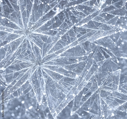 The picture is of a large, white snowflake. The center of the flake is filled with intricate patterns and designs. The outer edges of the flake are jagged and have small ridges.