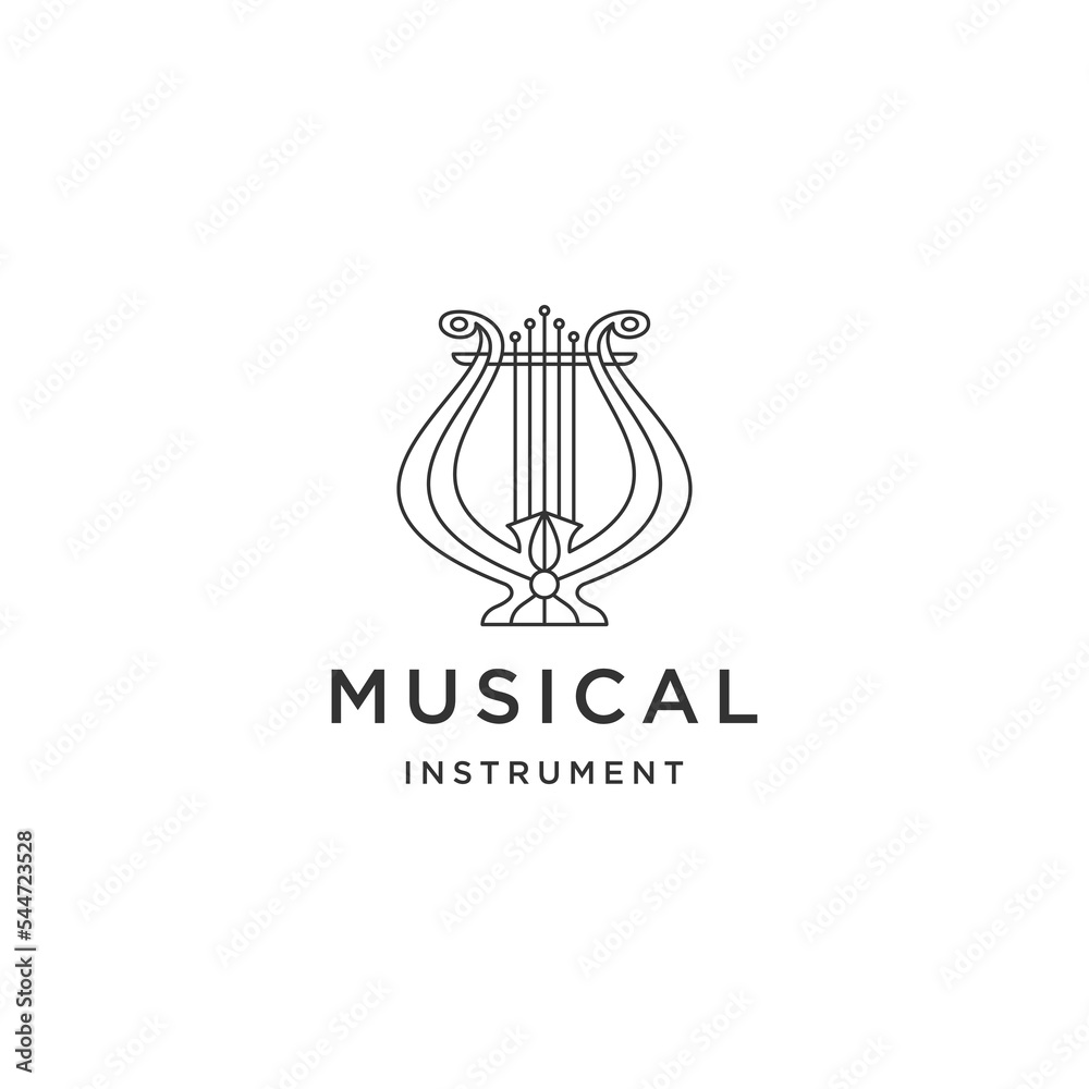 harp lyre icon vector music symbol logo design template harp lyre icon vector music symbol logo design template