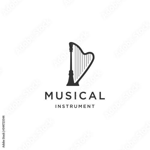 harp lyre icon vector music symbol logo design template
