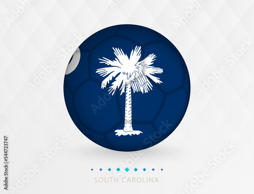 Football ball with South Carolina flag pattern, soccer ball with flag of South Carolina national team.