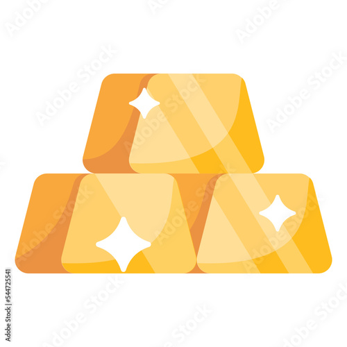 A trendy flat icon of gold ingots  