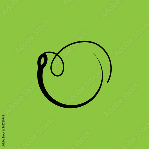 Surgical Needle Icon Isolated on Green Background.