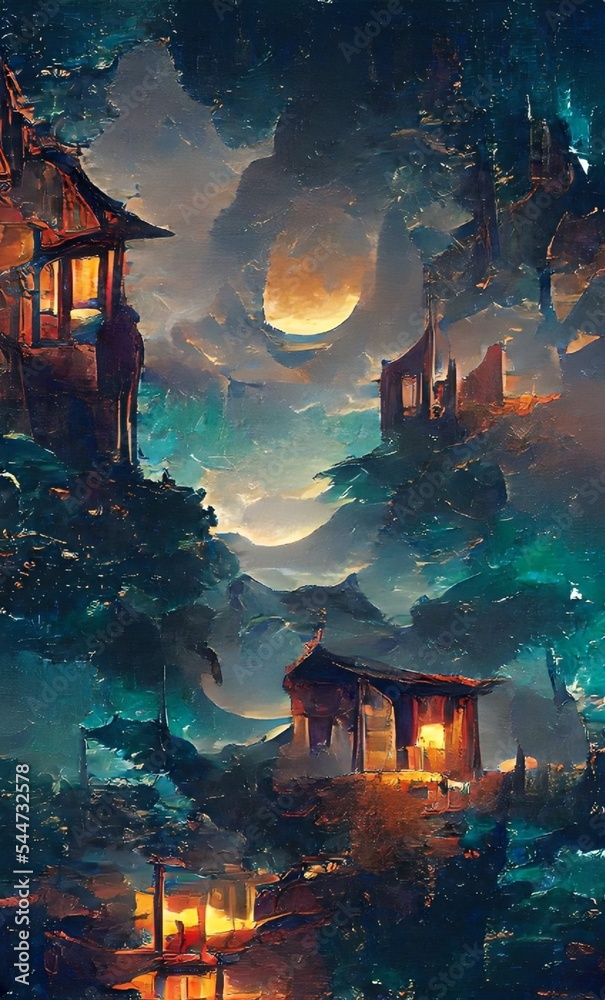 night wallpaper: house in the woods
