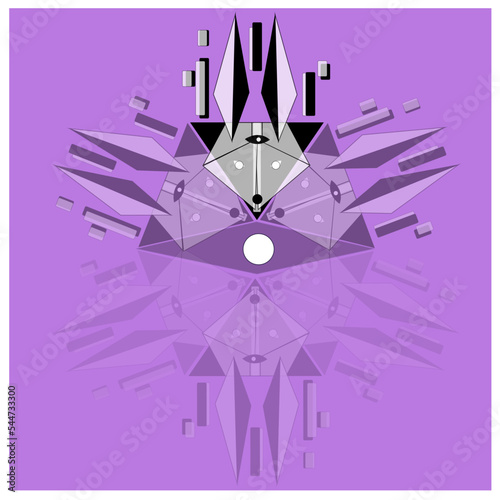 Ilustración dibujada a mano de conejo geométrico a todo color.