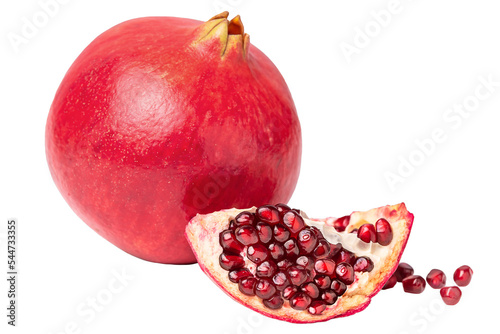 PNG. Graanate and a slice of peeled pomegranate with seeds