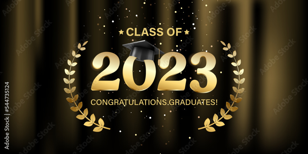 Vetor de Vector illustration. Class of 2023 badge design template in ...