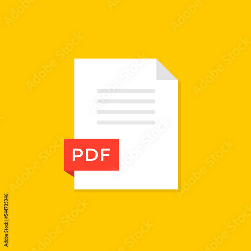 Pdf file document flat vector design illustration on yellow background