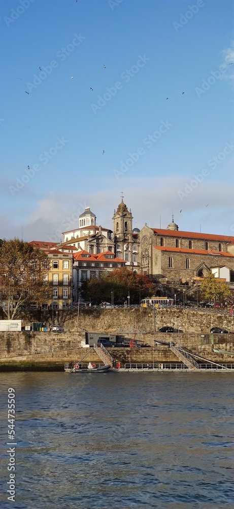 The Church of Saint Francis in Porto, view from river Douro, travel in Portugal