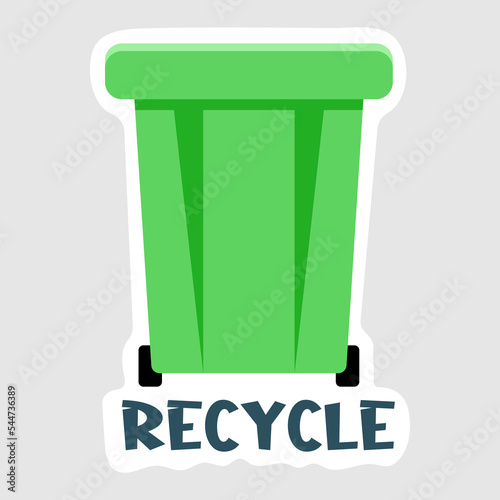 Isolated sticker dumpster with the text recycle. Vector illustration.
