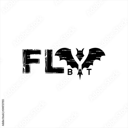 Fly bat logo design illustration. Isolated on a white background. Fly bat logo design.