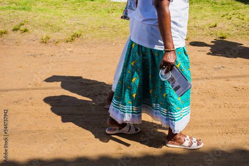 Candomble members are seen during a religious demonstration photo