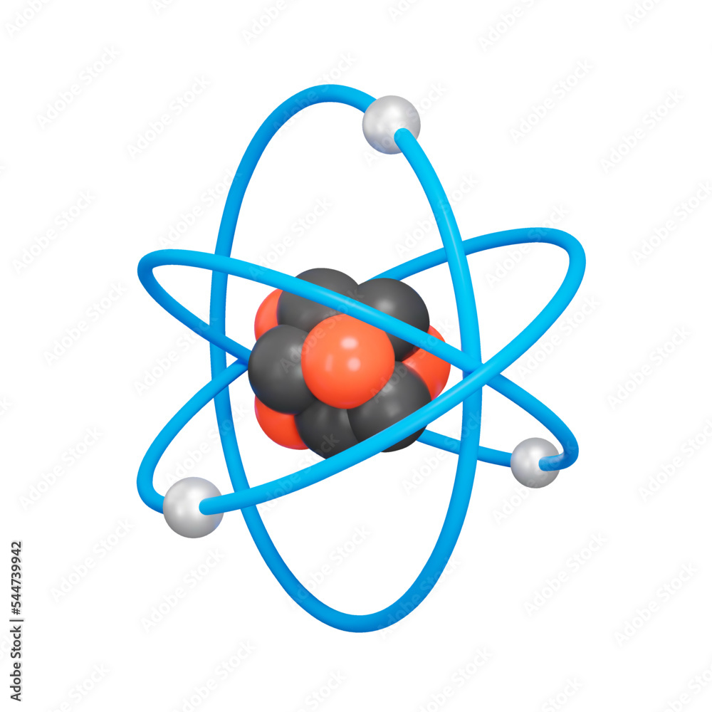 Atom 3d icon. the structure of the atom. Neutron. Proton. Electron. Isolated object on transparent background Atom 3d icon. the structure of the atom. Neutron. Proton. Electron. Isolated object on transparent background