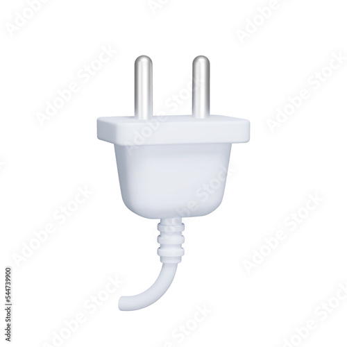 Power supply cord with plug 3d icon. Connecting electrical equipment to an electrical socket. Isolated object on transparent background
