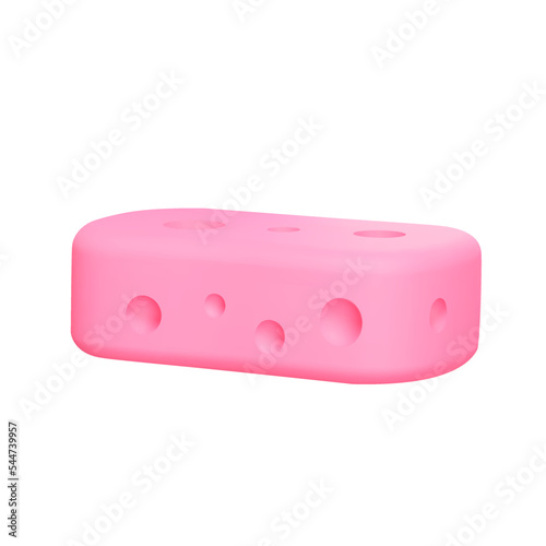 Bath shower sponge 3d icon. Isolated object on transparent background