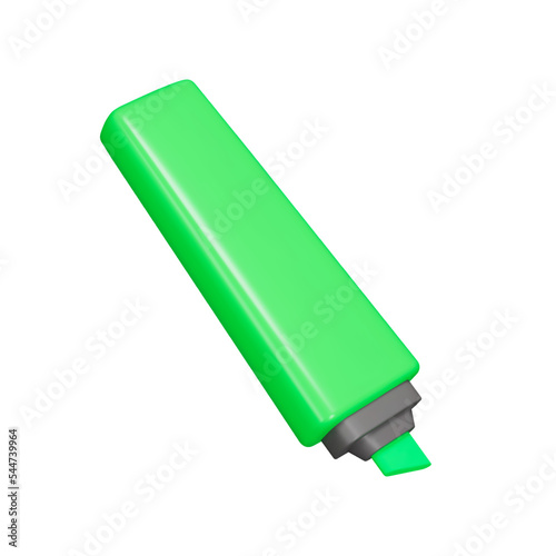 Green highlight 3d icon. Isolated object on transparent background