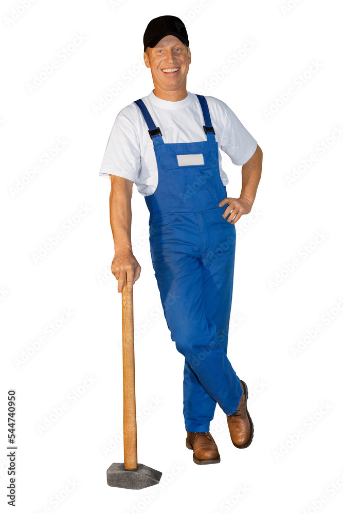 Craftsman series: sympathetic workman holding a big sledgehammer.
