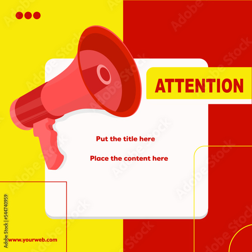 Advertising for an important announcement for social networks, 3D rendering megaphone icon.
