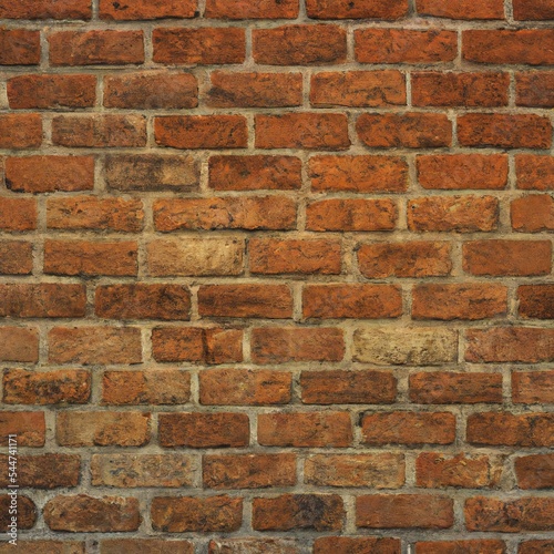 Rough red brick wall grunge background texture