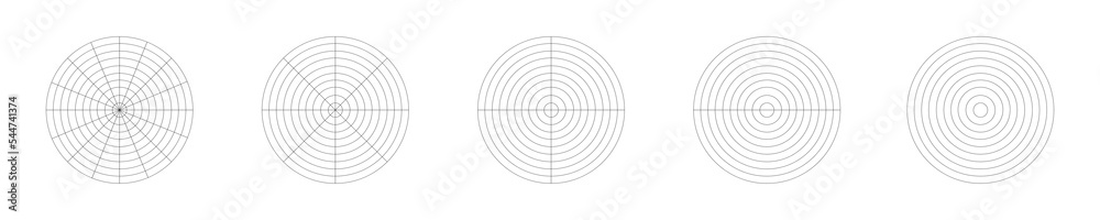 Circle diagrams divided on segments. Chart with concentric circles ...