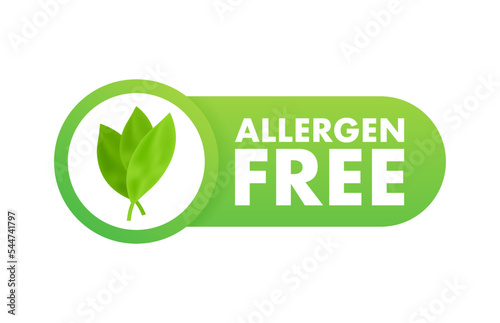 Allergen free stamp. allergen free round ribbon label. Vector stock illustration.