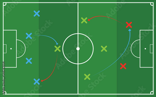 Football Soccer field - technique - tactic for the match - vector eps 