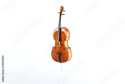 Contrabass on a light background. Concession of music and playing the double bass. Wooden double bass. 3D render  3D illustration.