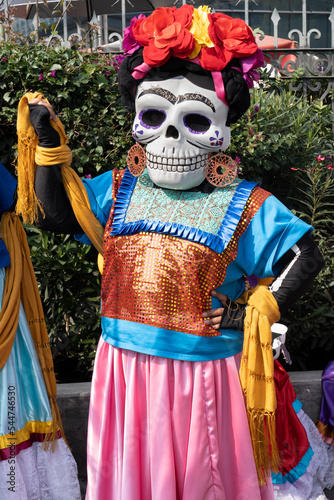 Mexican Catrina as they name an elegant deceased woman in the Day of the Dead festival. Posing to represent and honor the death but loved ones. 