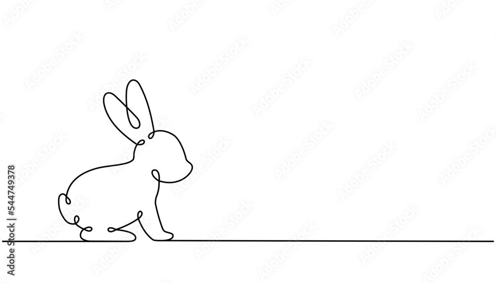 Rabbit one line continuous drawing. Hare continuous one line illustration. Chinese Lunar Year 2023. Year of the Rabbit. Vector linear illustration. Rabbit one line continuous drawing. Hare continuous one line illustration. Chinese Lunar Year 2023. Year of the Rabbit. Vector linear illustration.