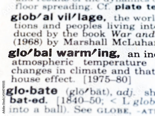 definition of global warming highlighted in dictionary