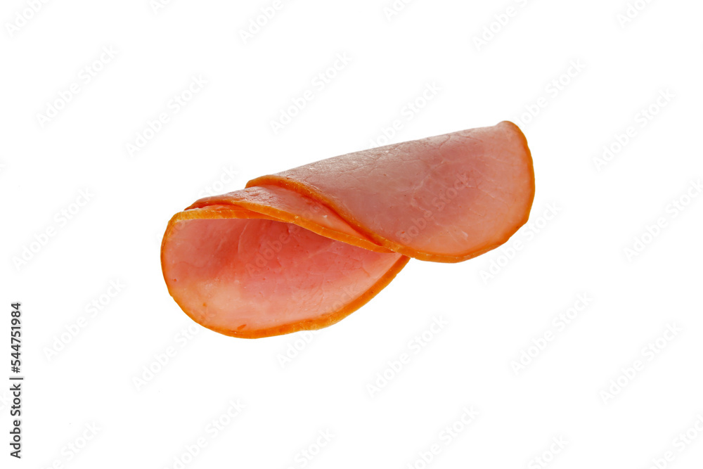 Pork ham slices isolated on white background Pork ham slices isolated on white background