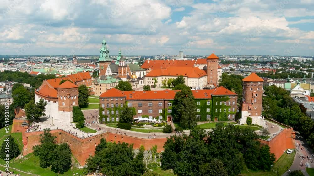 Aerial summer day panorama of The Wawel Royal Castle, Krakow, Poland Aerial summer day panorama of The Wawel Royal Castle, Krakow, Poland
