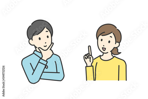 ひらめいている夫婦のイラスト